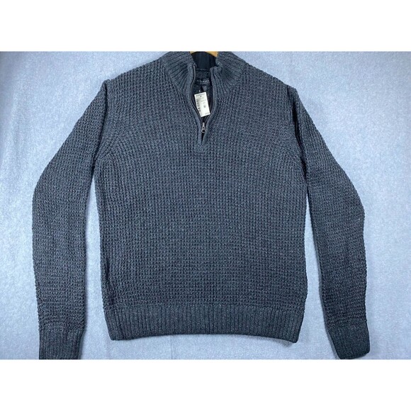 Aeropostale Sweater Men Large Gray Quarter Zip Chunky Knit Long Sleeve Mock Neck - Picture 1 of 11